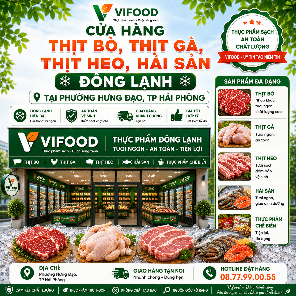 Tổng Kho Thịt Bò, Thịt Gà, Thịt Heo, Hải Sản Đông Lạnh Tại Phường Hưng Đạo, Thành Phố Hải Phòng