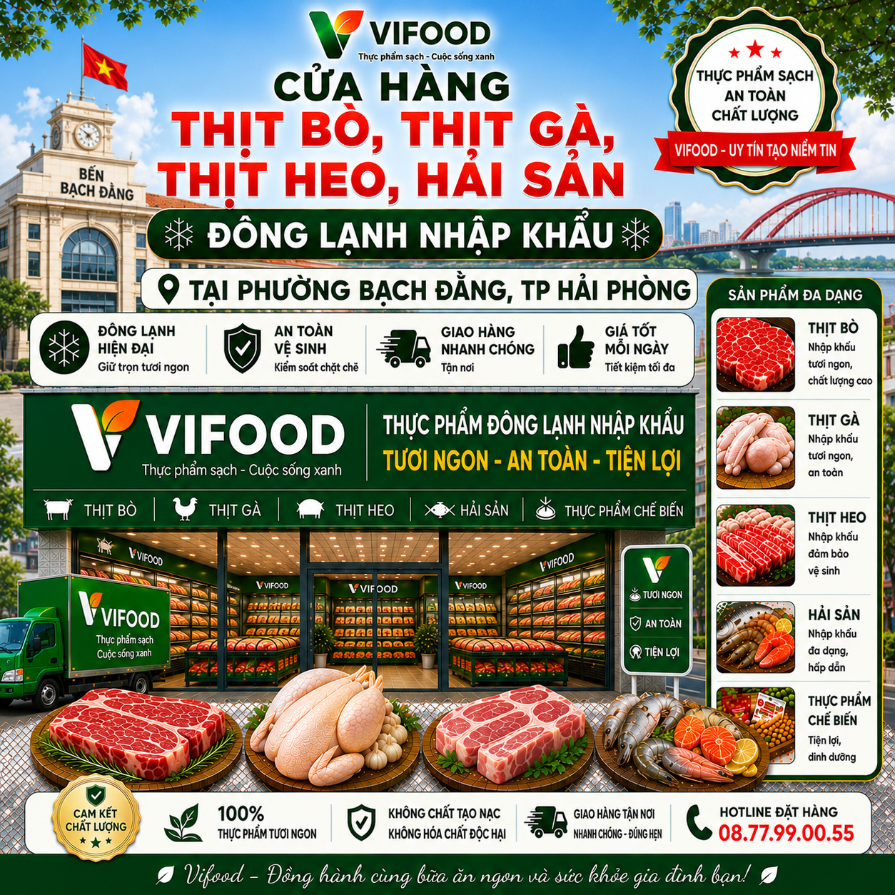Thịt Bò, Thịt Gà, Thịt Heo, Hải Sản Đông Lạnh tại Phường Bạch Đằng, Thành phố Hải Phòng