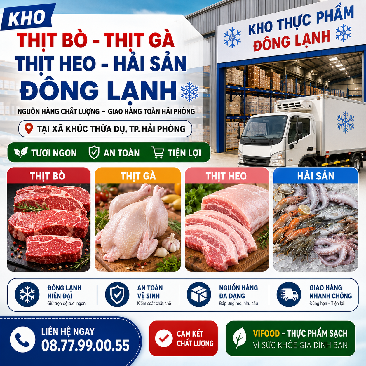 Kho Thịt Bò, Thịt Gà, Thịt Heo, Hải Sản Đông Lạnh tại Xã Khúc Thừa Dụ, Thành phố Hải Phòng