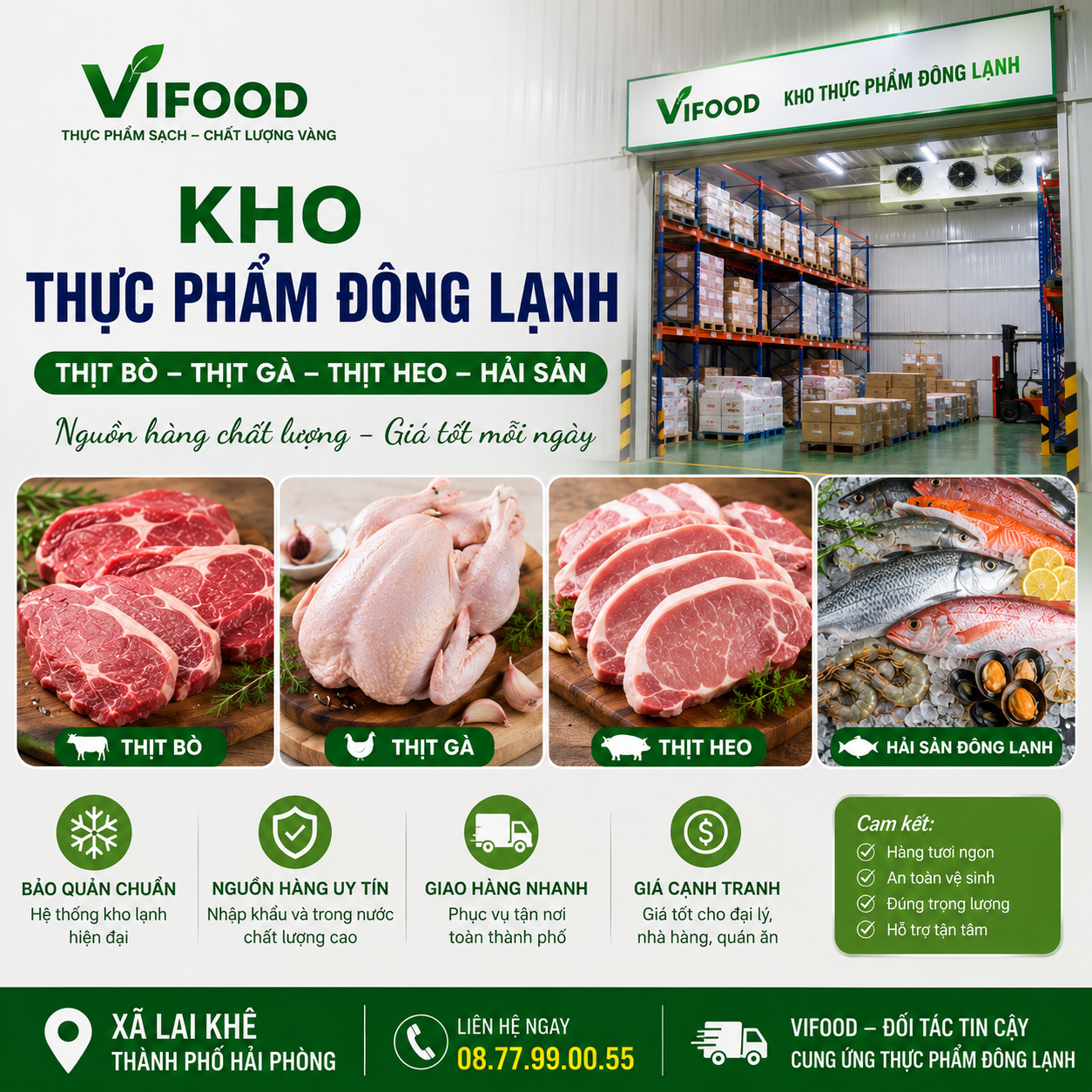 Kho Thịt Bò, Thịt Gà, Thịt Heo, Hải Sản Đông Lạnh tại Xã Lai Khê, Thành phố Hải Phòng