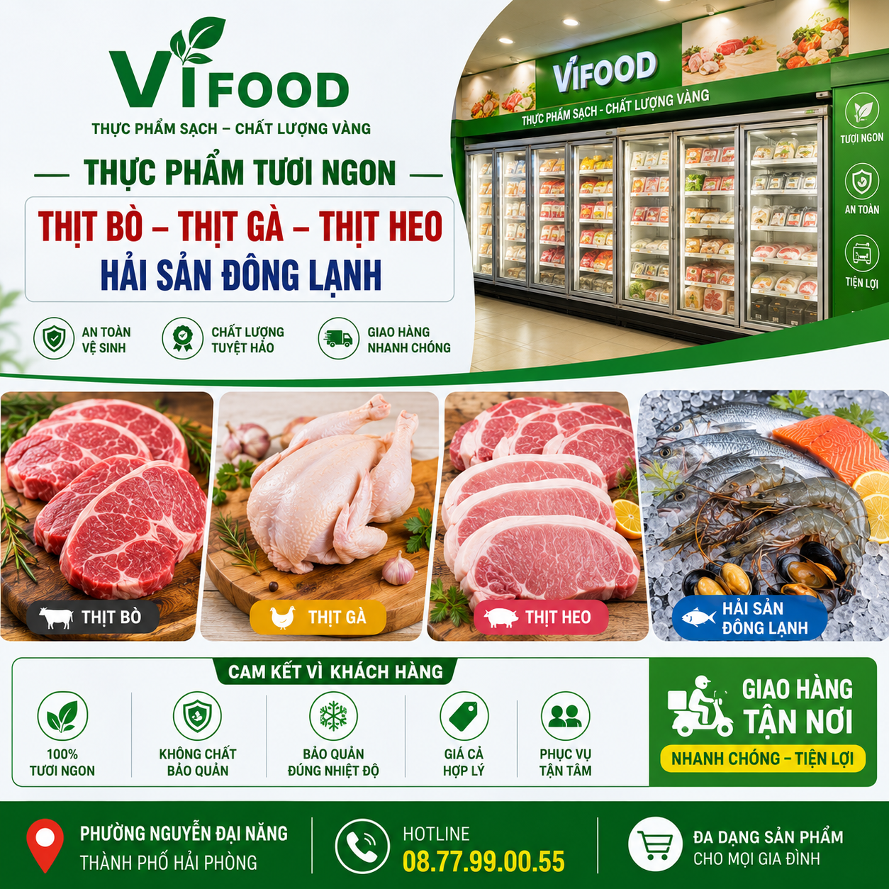Thịt Bò, Thịt Gà, Thịt Heo, Hải Sản Đông Lạnh tại Phường Nguyễn Đại Năng, Thành phố Hải Phòng
