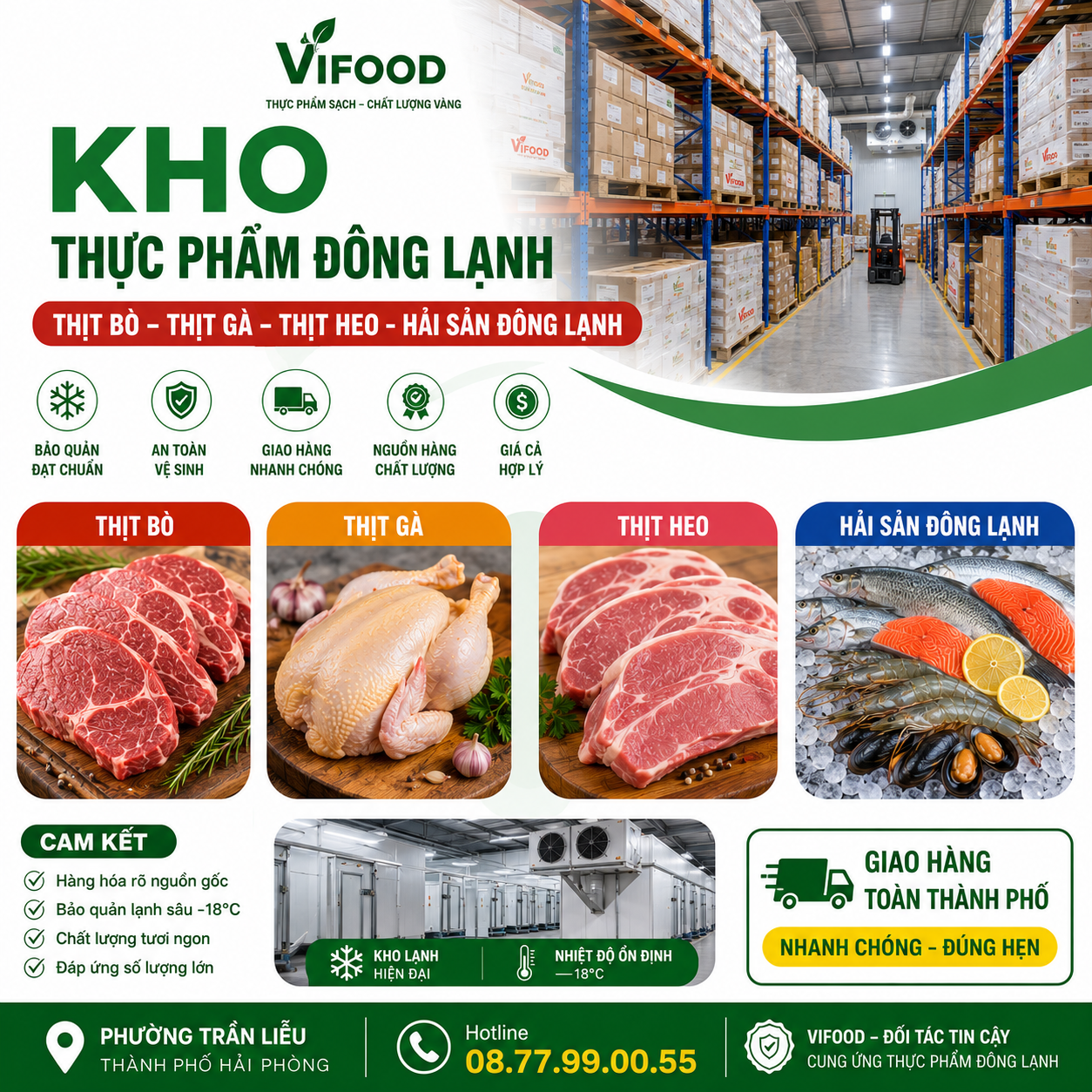 Kho Thịt Bò, Thịt Gà, Thịt Heo, Hải Sản Đông Lạnh tại Phường Trần Liễu, Thành phố Hải Phòng