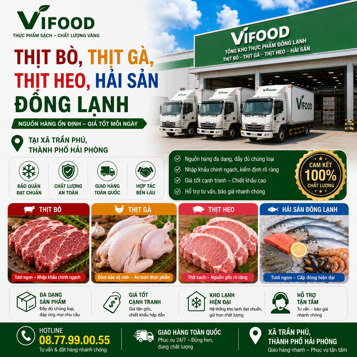 Thịt Bò, Thịt Gà, Thịt Heo, Hải Sản Đông Lạnh tại Xã Trần Phú, Thành phố Hải Phòng