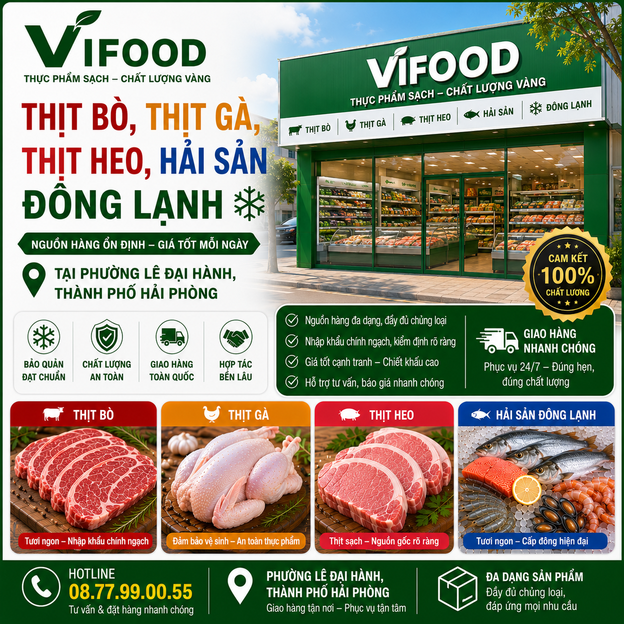 Thịt Bò, Thịt Gà, Thịt Heo, Hải Sản Đông Lạnh tại Phường Lê Đại Hành, Thành phố Hải Phòng
