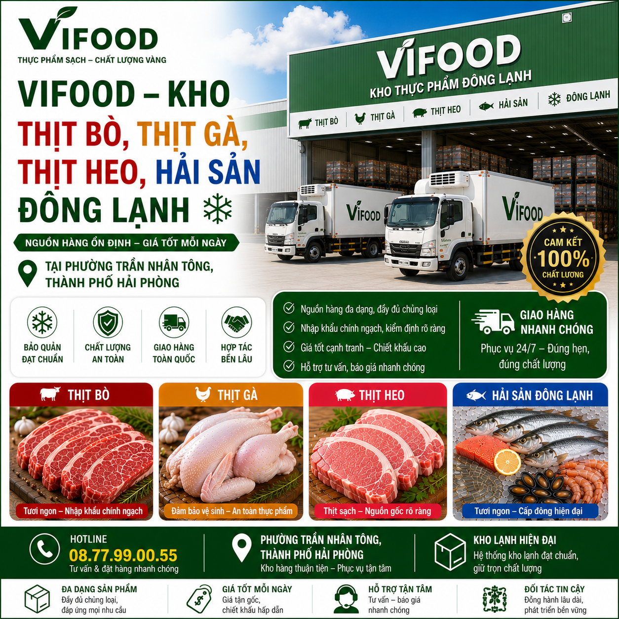 Kho Thịt Bò, Thịt Gà, Thịt Heo, Hải Sản Đông Lạnh tại Phường Trần Nhân Tông, Thành phố Hải Phòng