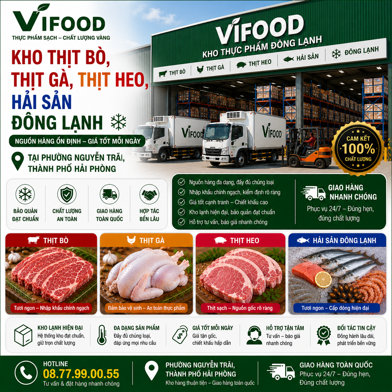 Kho Thịt Bò, Thịt Gà, Thịt Heo, Hải Sản Đông Lạnh tại Phường Nguyễn Trãi, Thành phố Hải Phòng