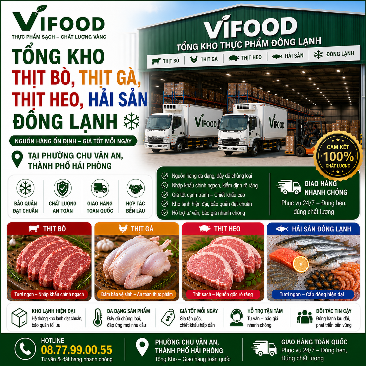 Tổng Kho Thịt Bò, Thịt Gà, Thịt Heo, Hải Sản Đông Lạnh tại Phường Chu Văn An, Thành phố Hải Phòng