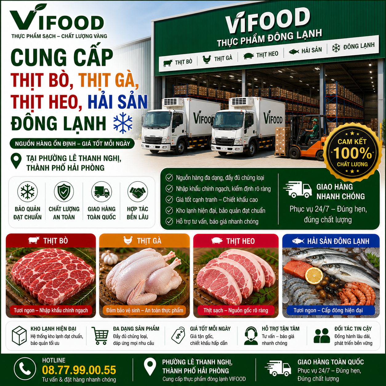 Cung Cấp Thịt Bò, Thịt Gà, Thịt Heo, Hải Sản Đông Lạnh tại Phường Lê Thanh Nghị, Thành phố Hải Phòng