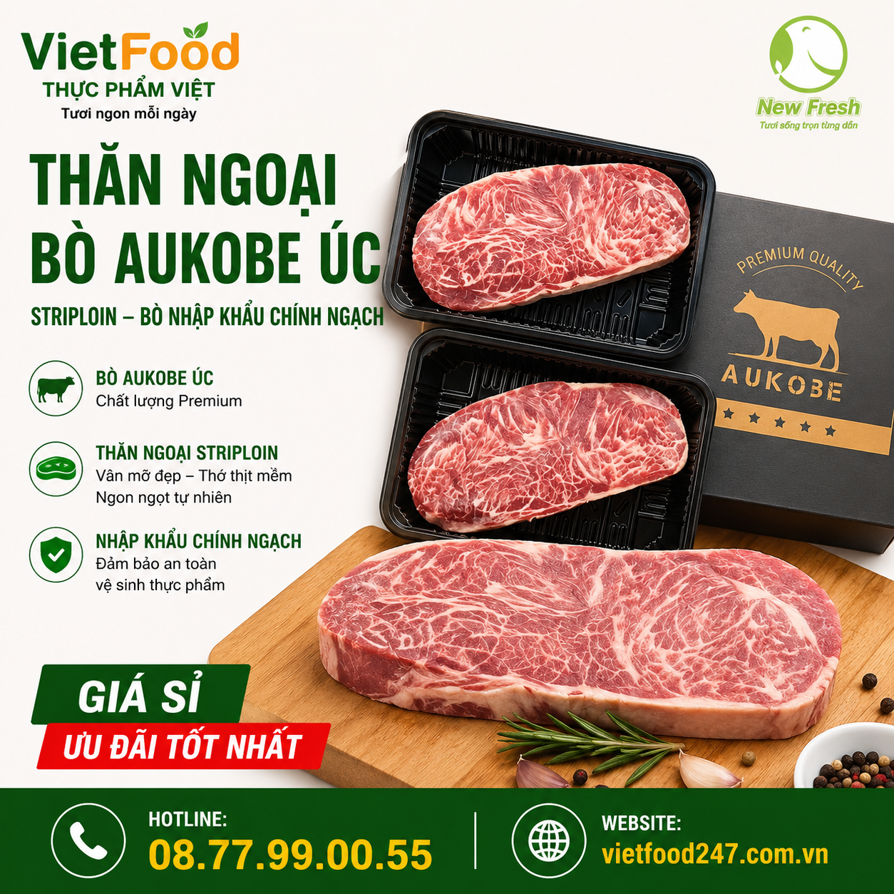 Thăn Ngoại Bò AUKOBE Úc Striploin