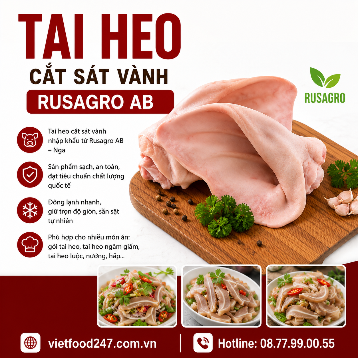 Tai heo cắt sát vành Rusagro AB