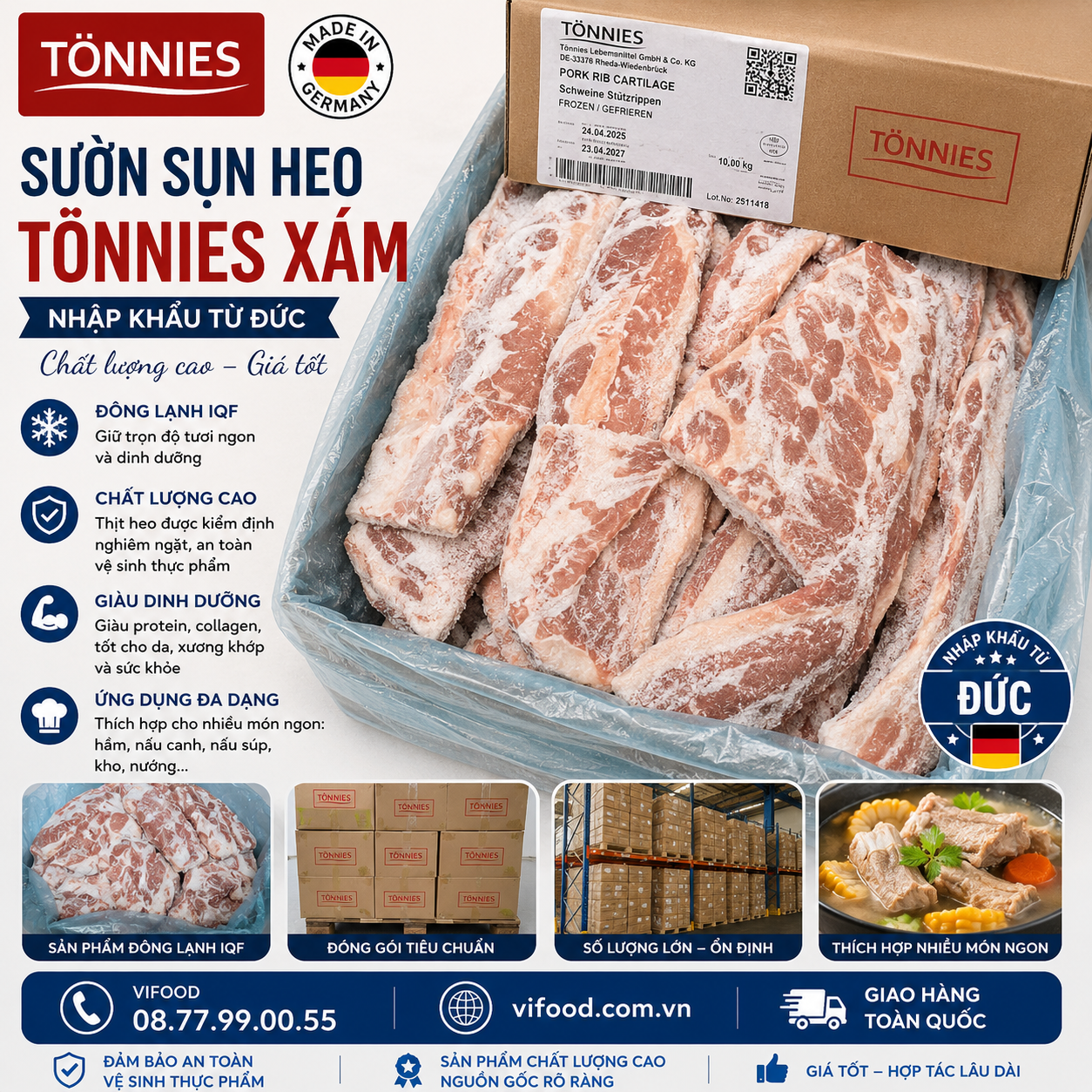Sườn Sụn Heo Tönnies ( Thùng Xám )
