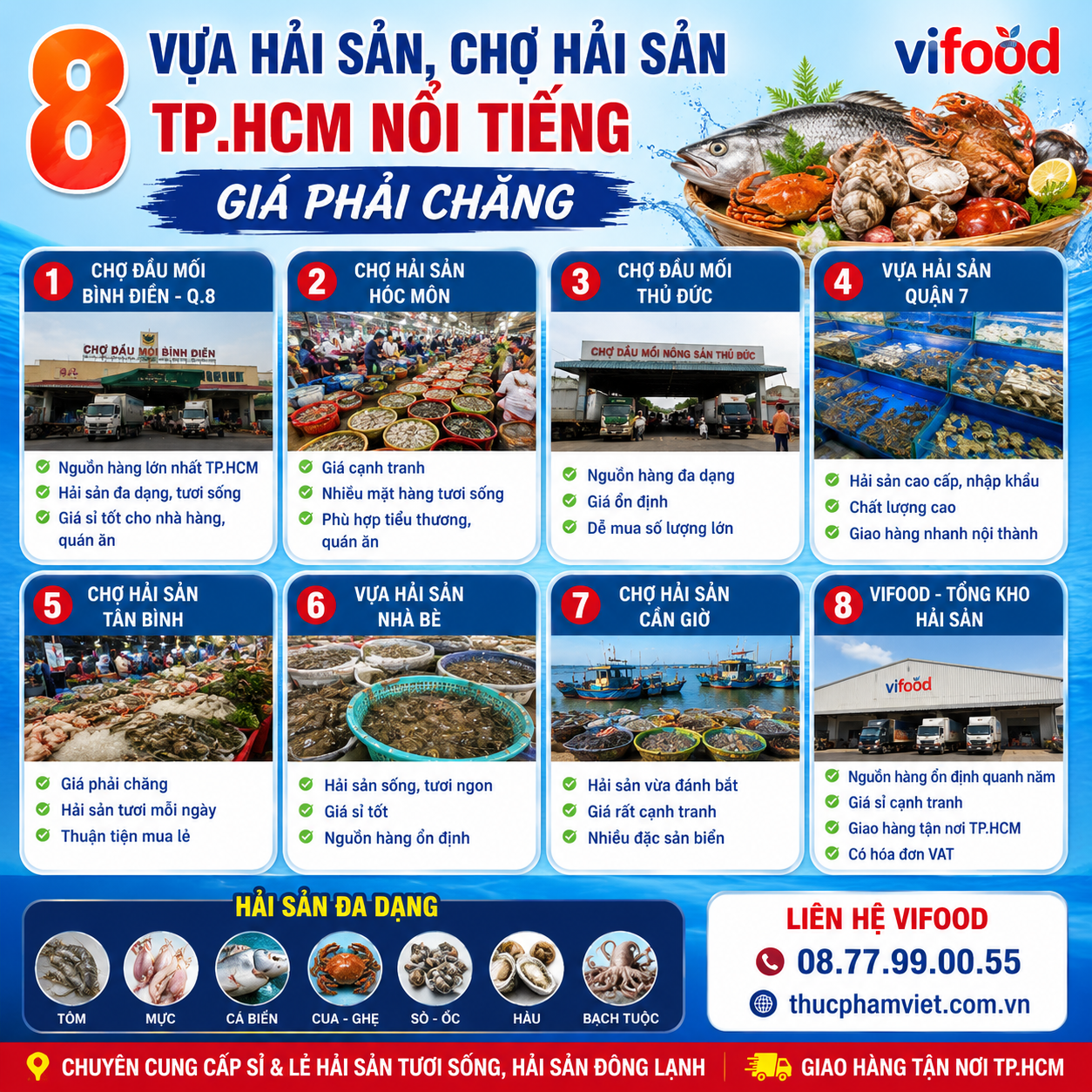 8 vựa hải sản, chợ hải sản TPHCM nổi tiếng, giá phải chăng