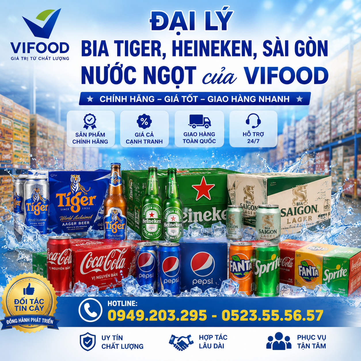 Đại lý Bia Tiger, Heineken, Sài Gòn, Nước Ngọt giao nhanh