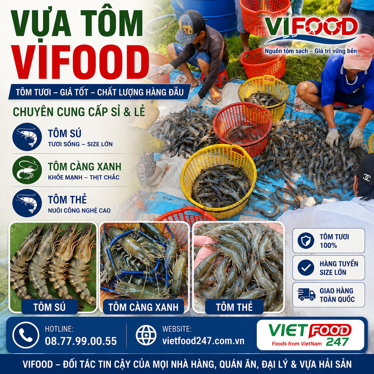 Địa Chỉ Bán Sỉ Tôm Thẻ, Tôm Sú, Tôm Càng Xanh