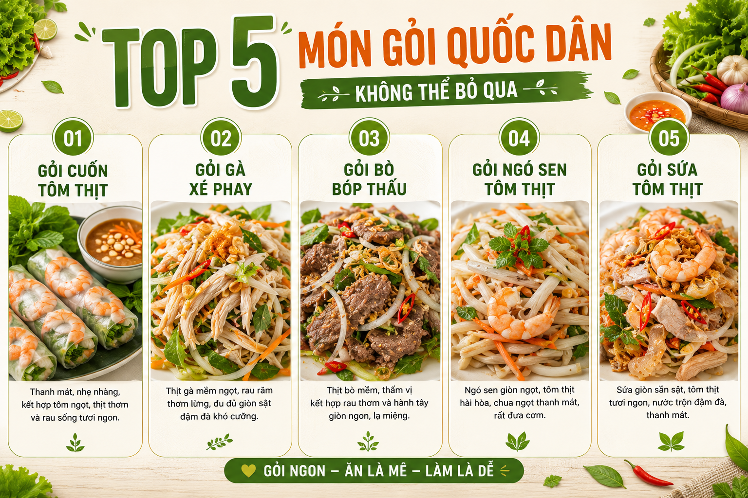 Top 5 Món Gỏi Quốc Dân Thanh Mát Cho Ngày Hè Nóng Bức