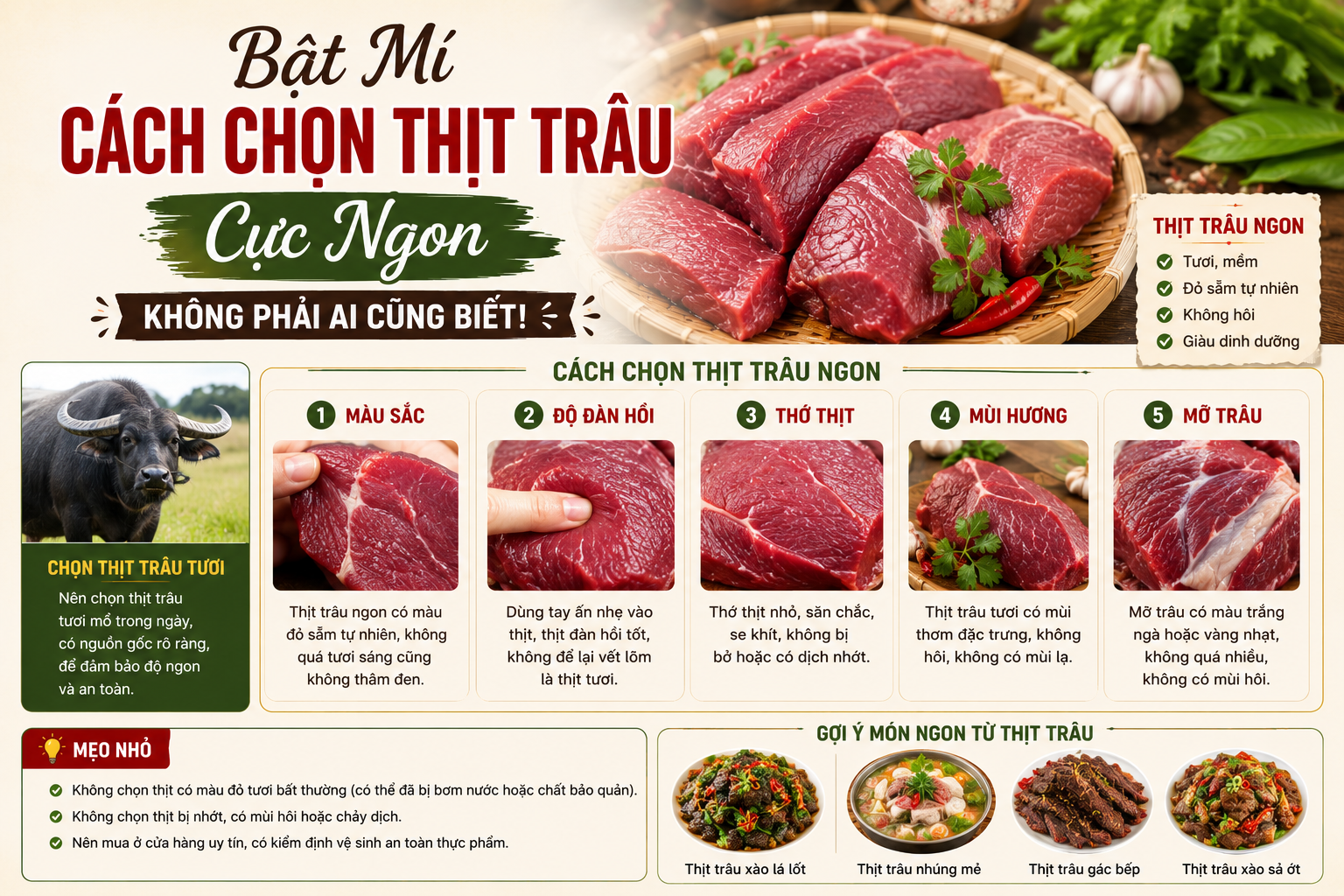 Bật Mí Cách Chọn Thịt Trâu Cực Ngon Không Phải Ai Cũng Biết!