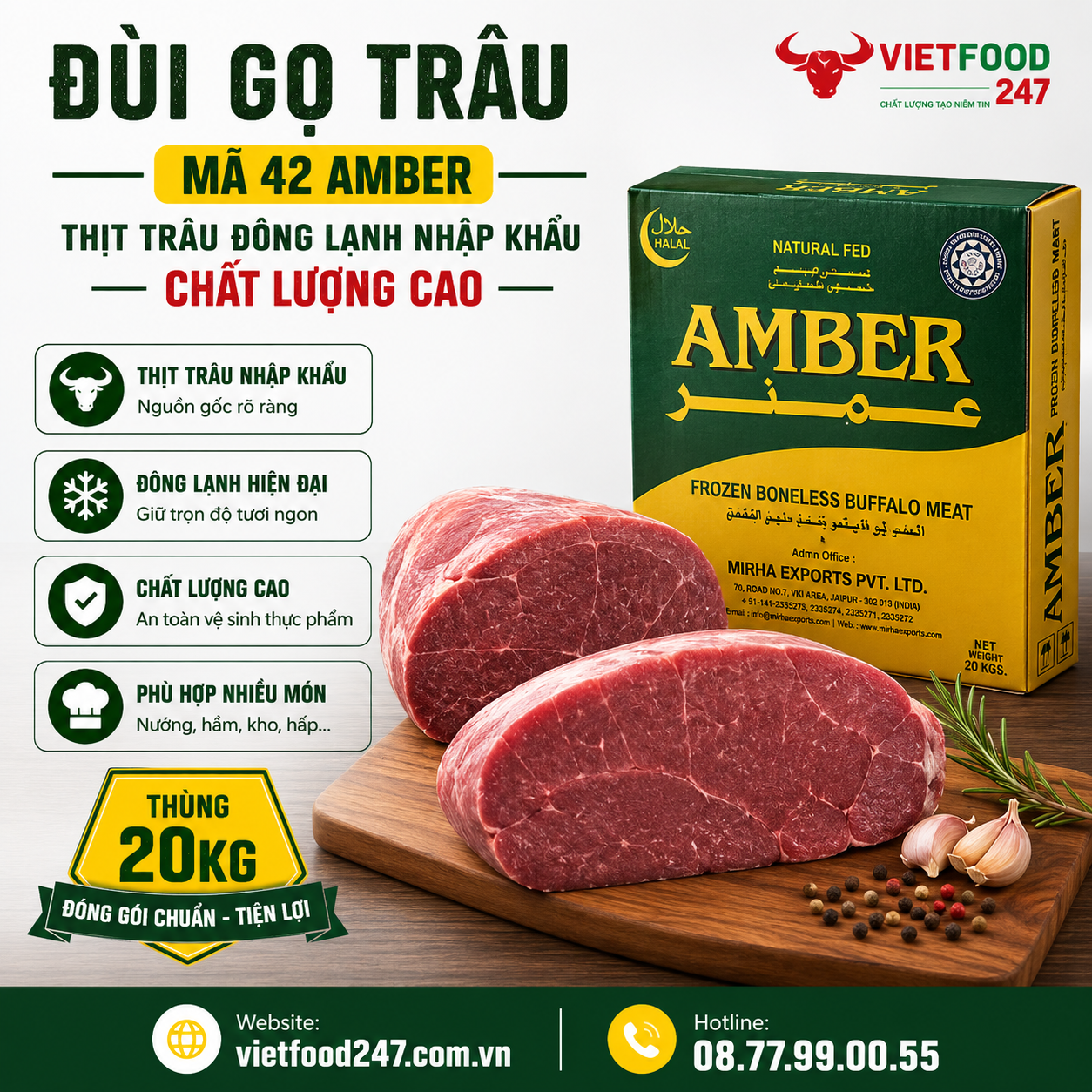 Đùi Gọ Trâu Mã 42 Amber