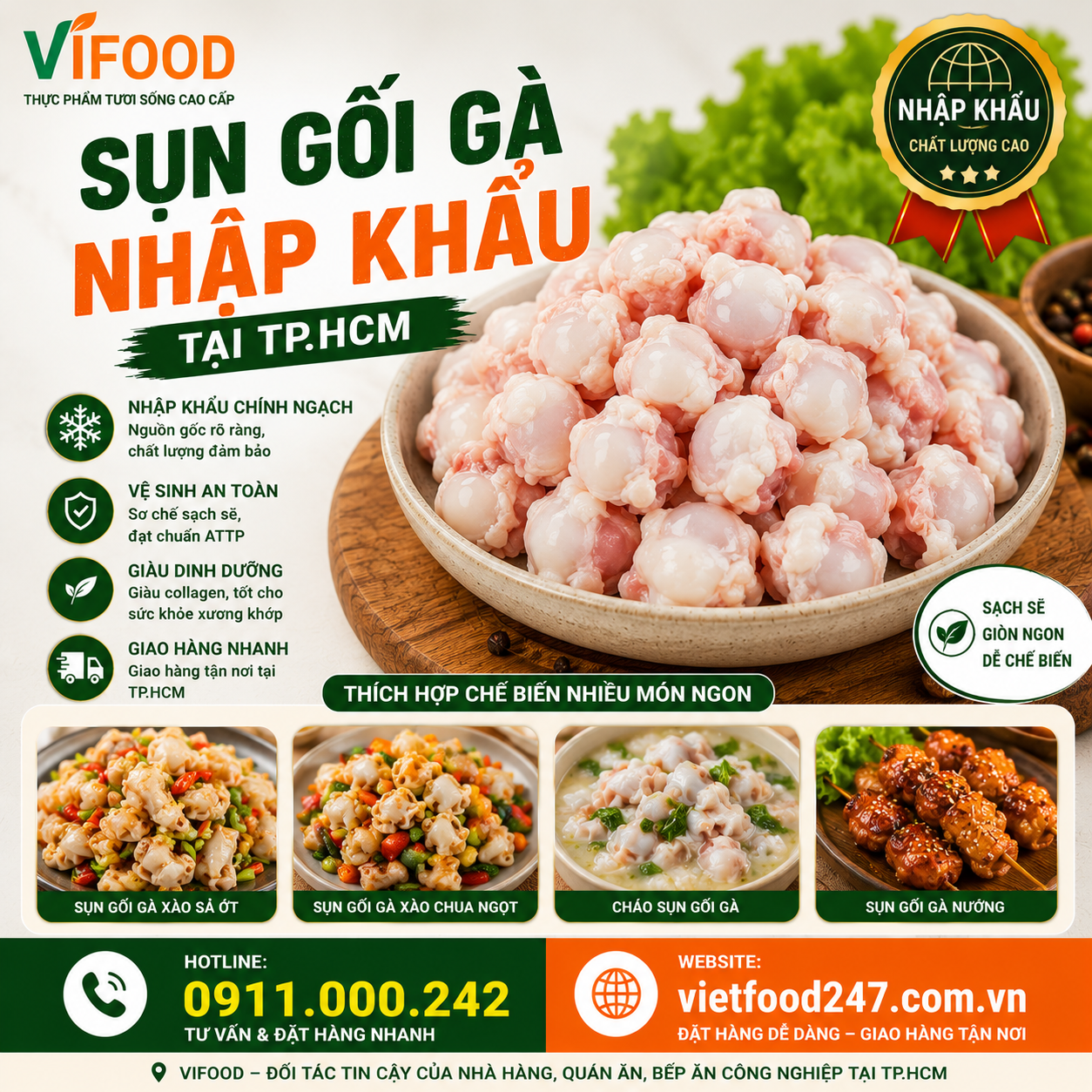 Sụn Gối Gà Nhập Khẩu Cao Cấp – Đảm Bảo Chất Lượng, An Toàn Thực Phẩm