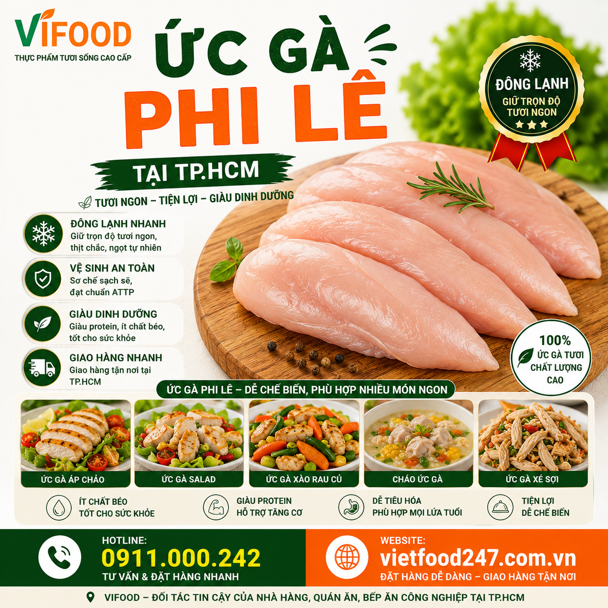 Ức Gà Phi Lê Giá Sỉ Tại TP.HCM Cho Nhà Hàng, Quán Ăn