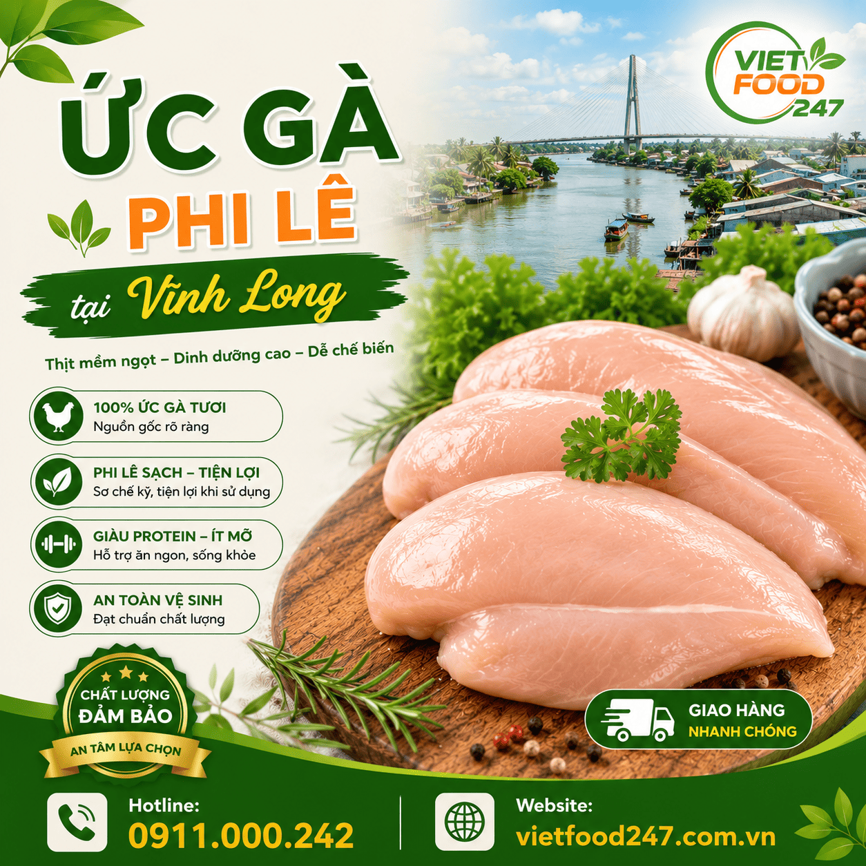 Địa Chỉ Bán Ức Gà Phi Lê tại Vĩnh Long Uy Tín, Chất Lượng