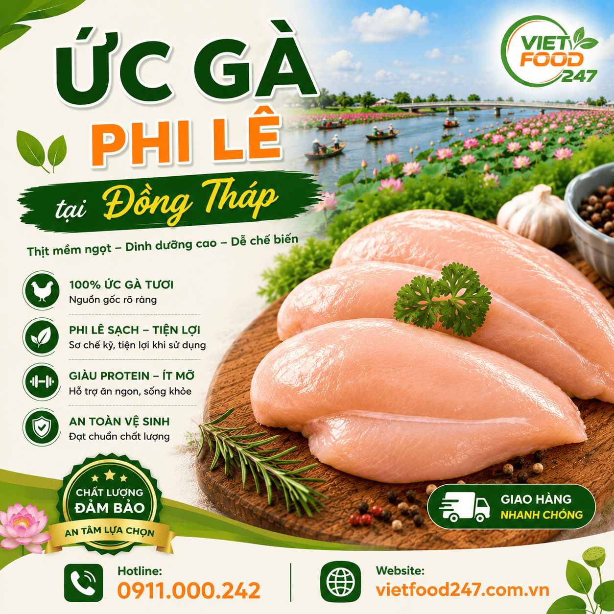 Địa Chỉ Cung Cấp Ức Gà Phi Lê tại Đồng Tháp Giá Tốt