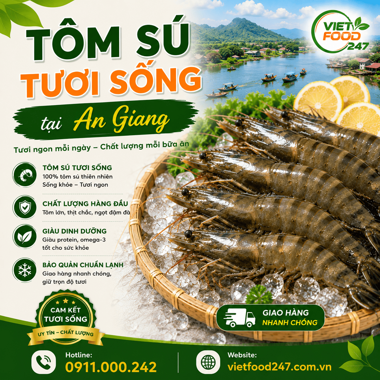 Giá Tôm Sú Tươi Sống tại An Giang hôm nay