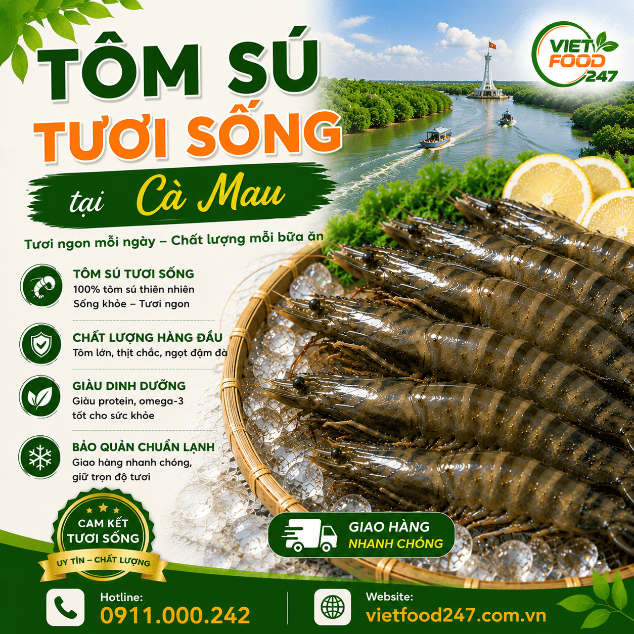 Đơn Vị Cung Cấp Tôm Sú Tươi Sống tại Cà Mau