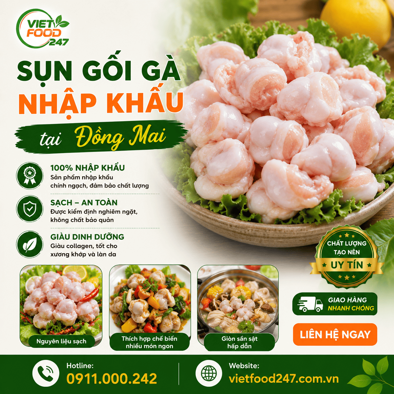 Đơn Vị Cung Cấp Sụn Gối Gà Nhập Khẩu tại Đồng Nai Uy Tín