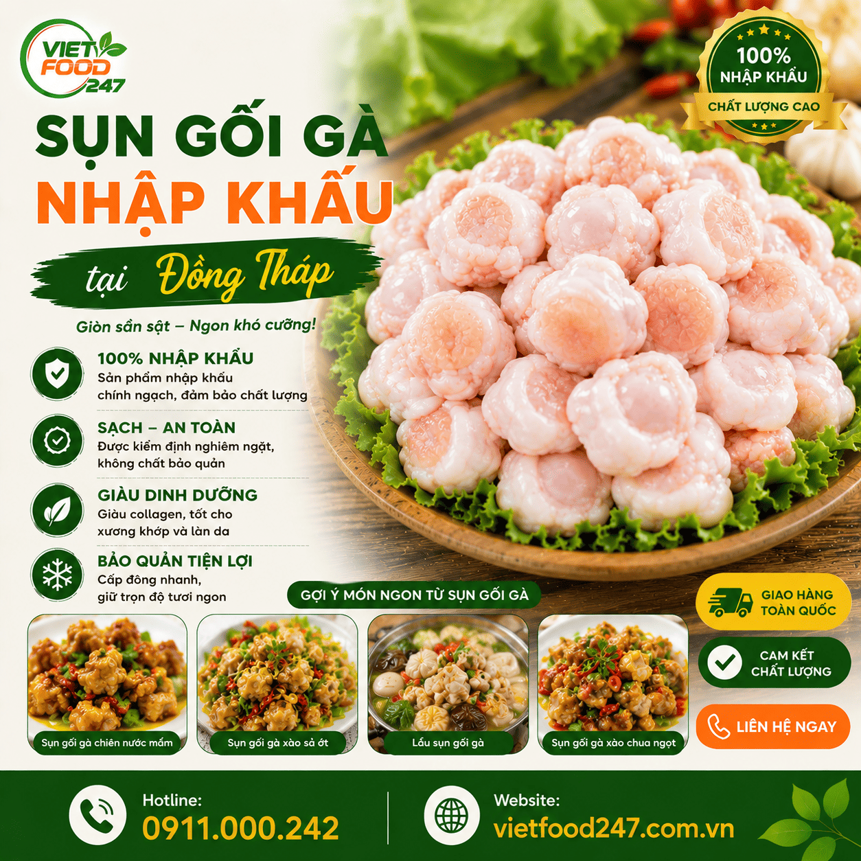 Cung Cấp Sụn Gối Gà Nhập Khẩu tại Đồng Tháp Cho Nhà Hàng