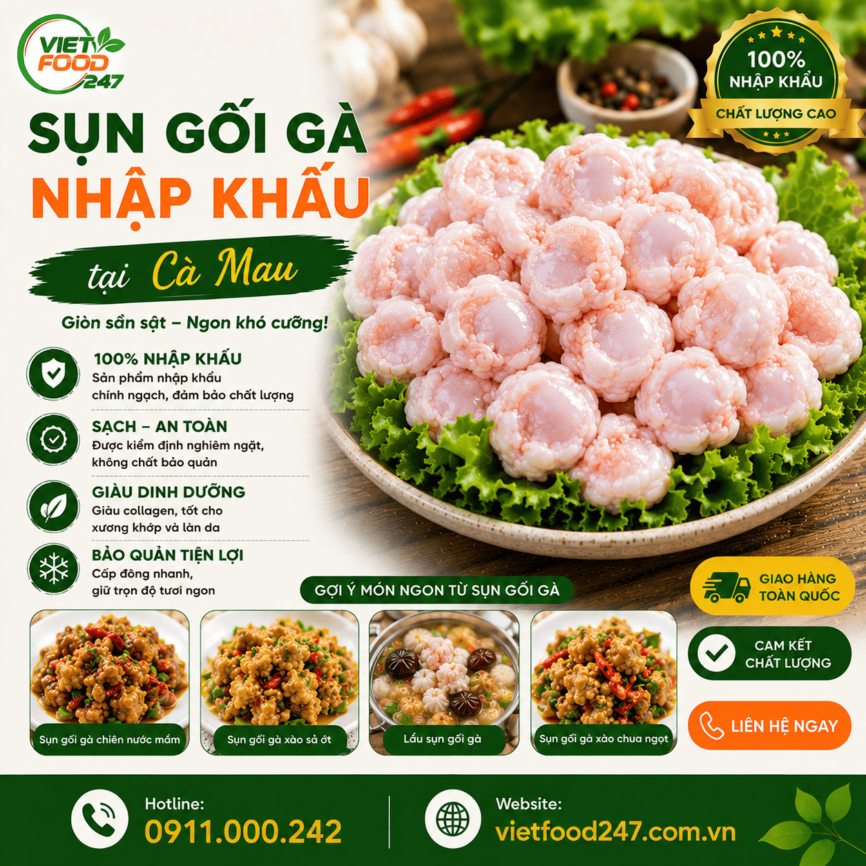 Đơn Vị Cung Cấp Sụn Gối Gà Nhập Khẩu tại Cà Mau Uy Tín