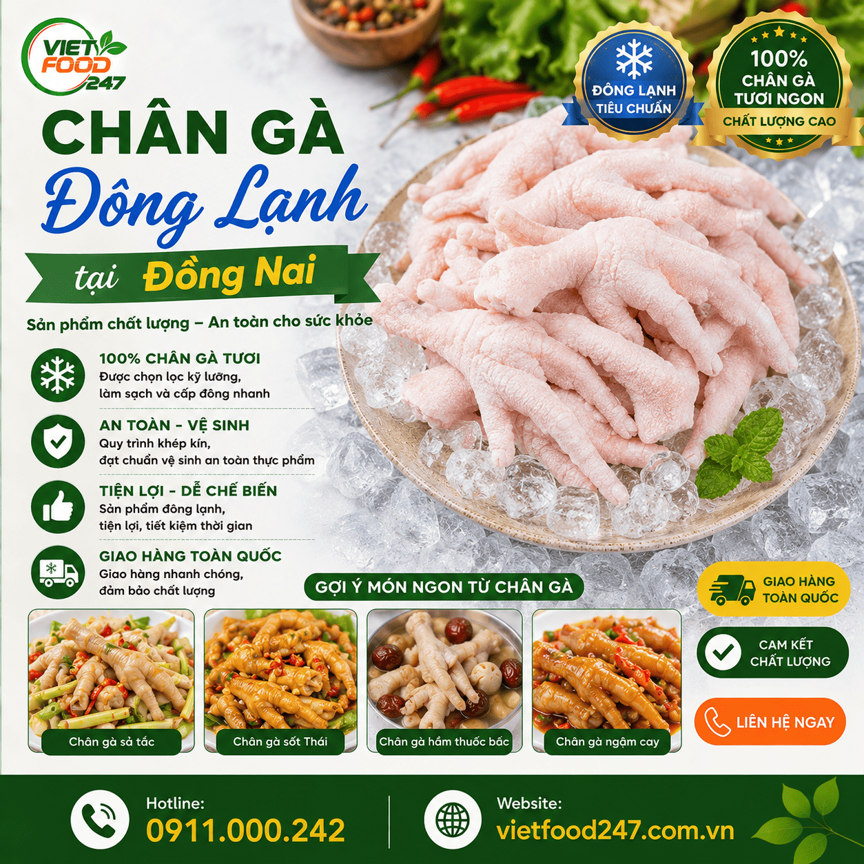 Nhà Phân Phối Chân Gà Đông Lạnh tại Đồng Nai Uy Tín, Giá Sỉ