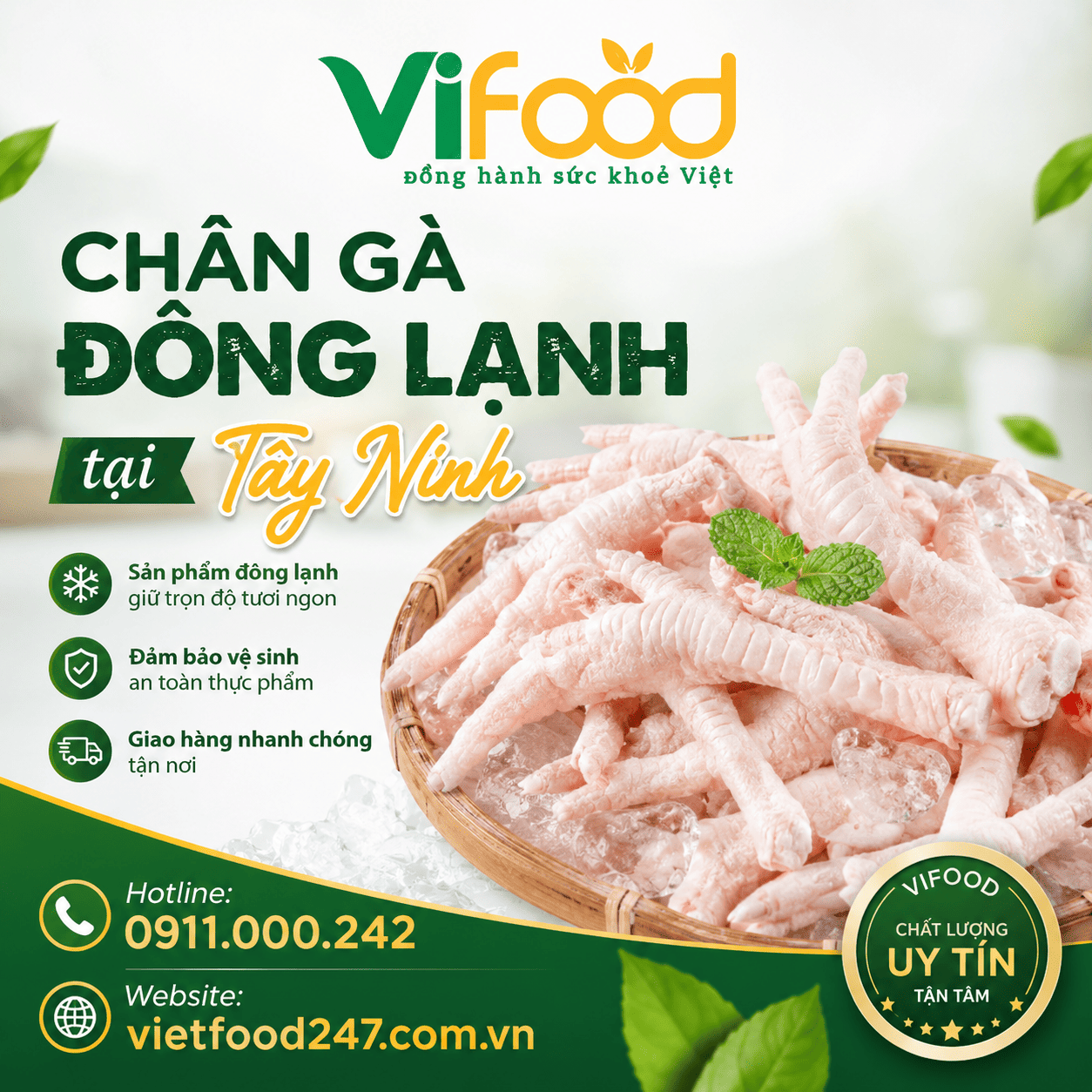Nhà Phân Phối Chân Gà Đông Lạnh tại Tây Ninh Uy Tín, Giá Sỉ