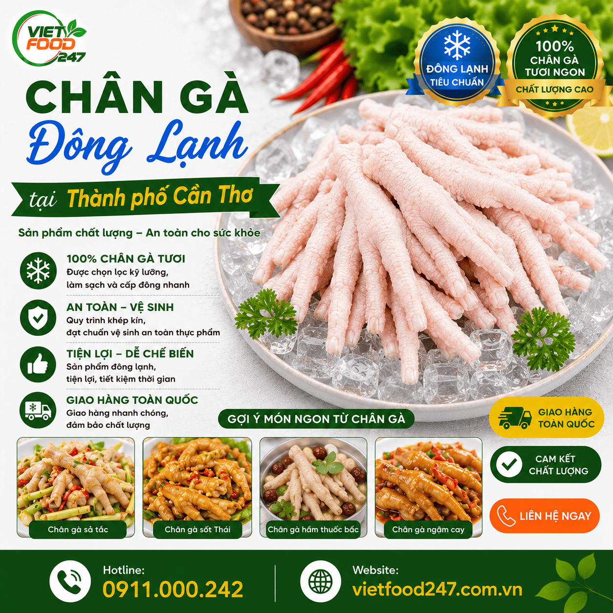 Chân Gà Đông Lạnh tại Thành phố Cần Thơ Giá Bao Nhiêu?