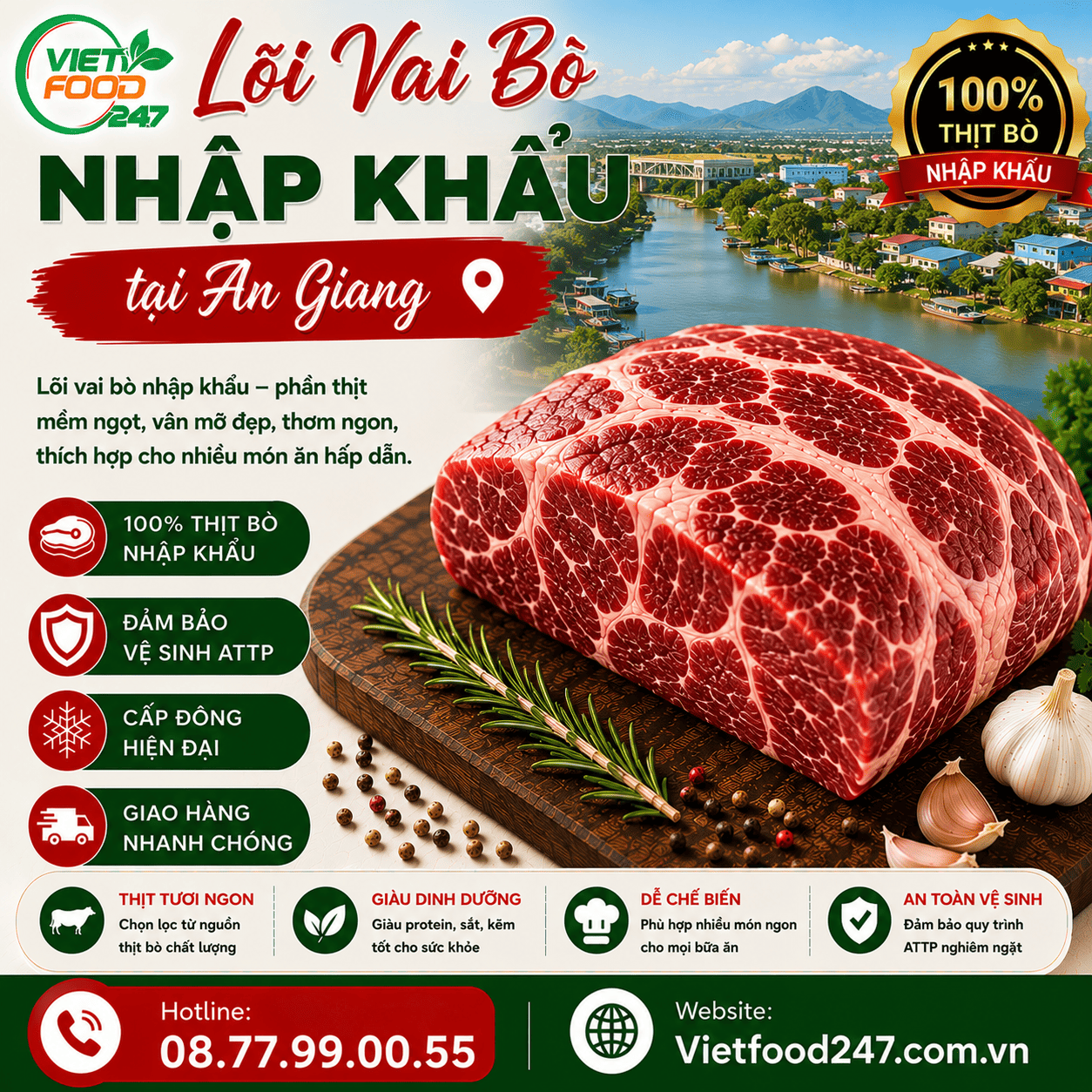 Lõi Vai Bò Nhập Khẩu tại An Giang - Nguồn Thịt Bò Cao Cấp Cho Nhà Hàng