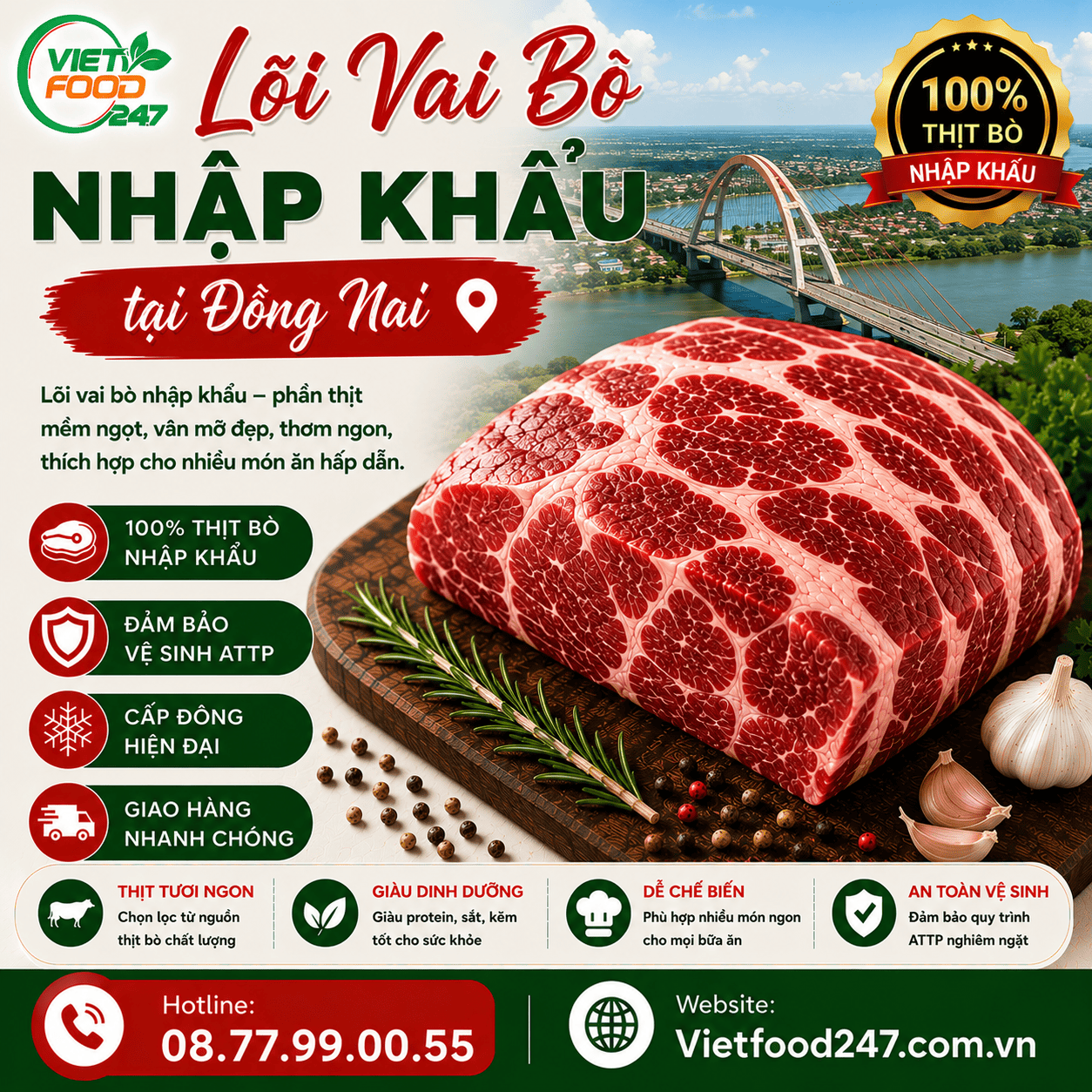 Lõi Vai Bò Nhập Khẩu tại Đồng Nai Cho Nhà Hàng, Khách Sạn