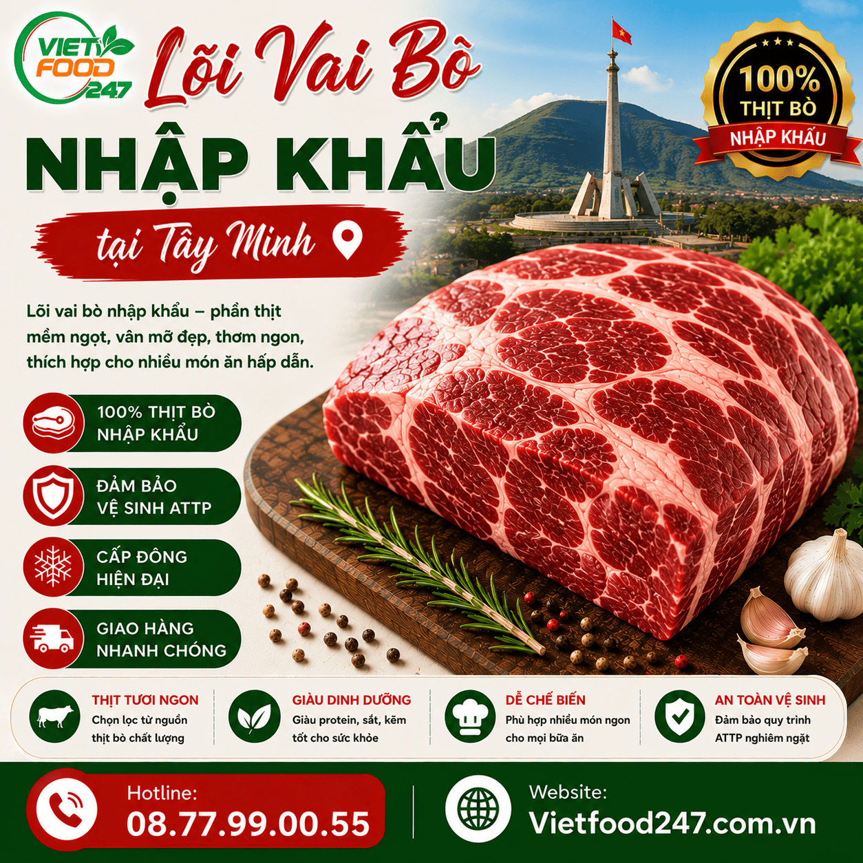Chuyên Cung Cấp Lõi Vai Bò Nhập Khẩu tại Tây Ninh Cho Nhà Hàng, Quán BBQ