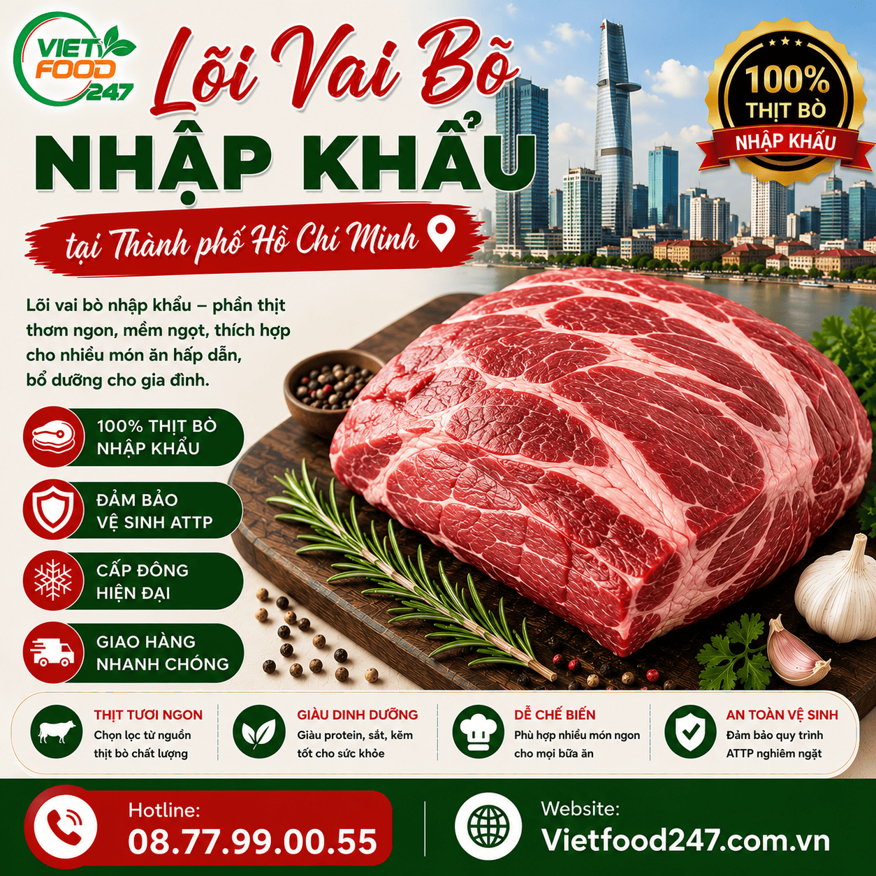 Nhà Phân Phối Lõi Vai Bò Nhập Khẩu tại Thành phố Hồ Chí Minh Giá Sỉ