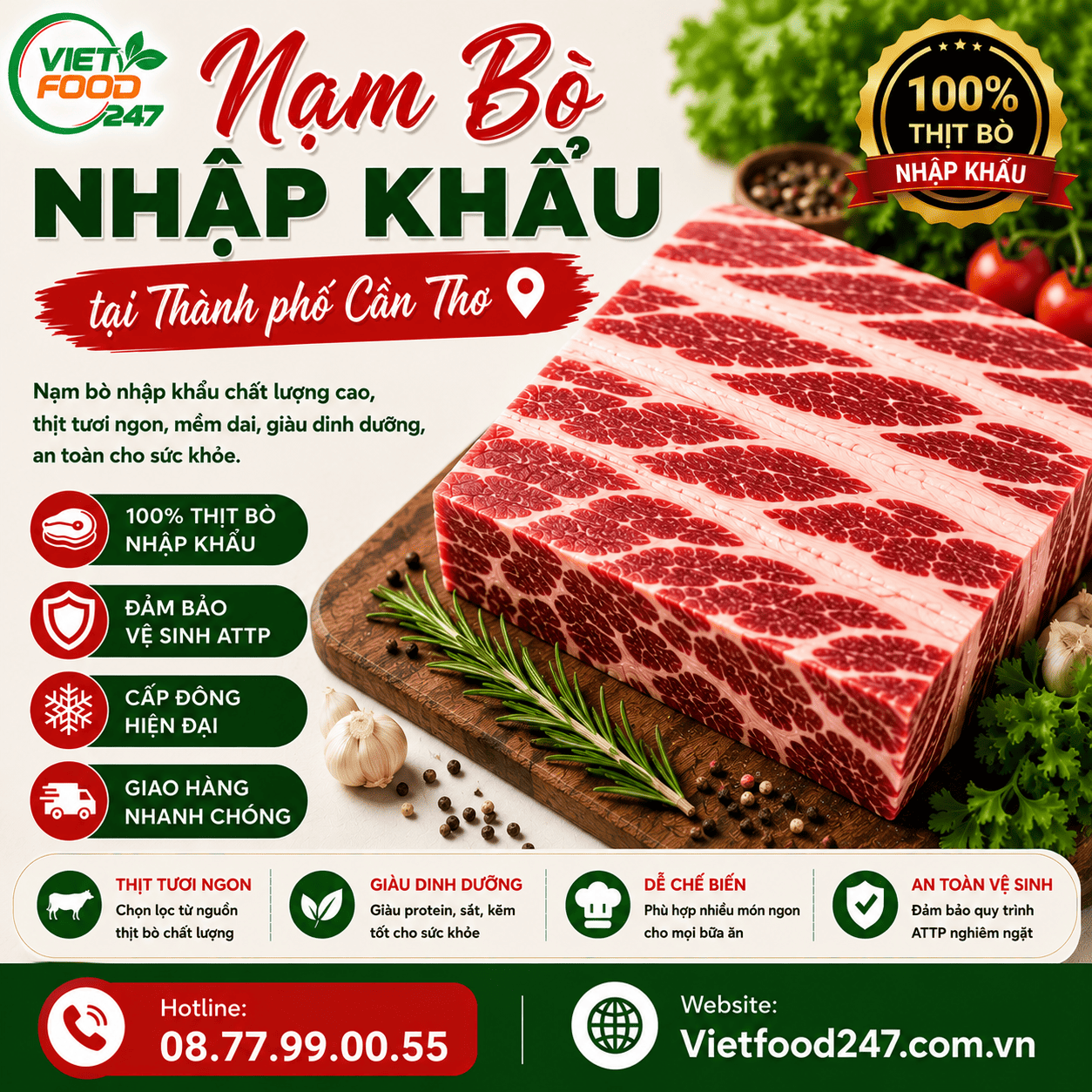 Chuyên Cung Cấp Nạm Bò Nhập Khẩu tại Thành phố Cần Thơ Cho Nhà Hàng, Quán Ăn