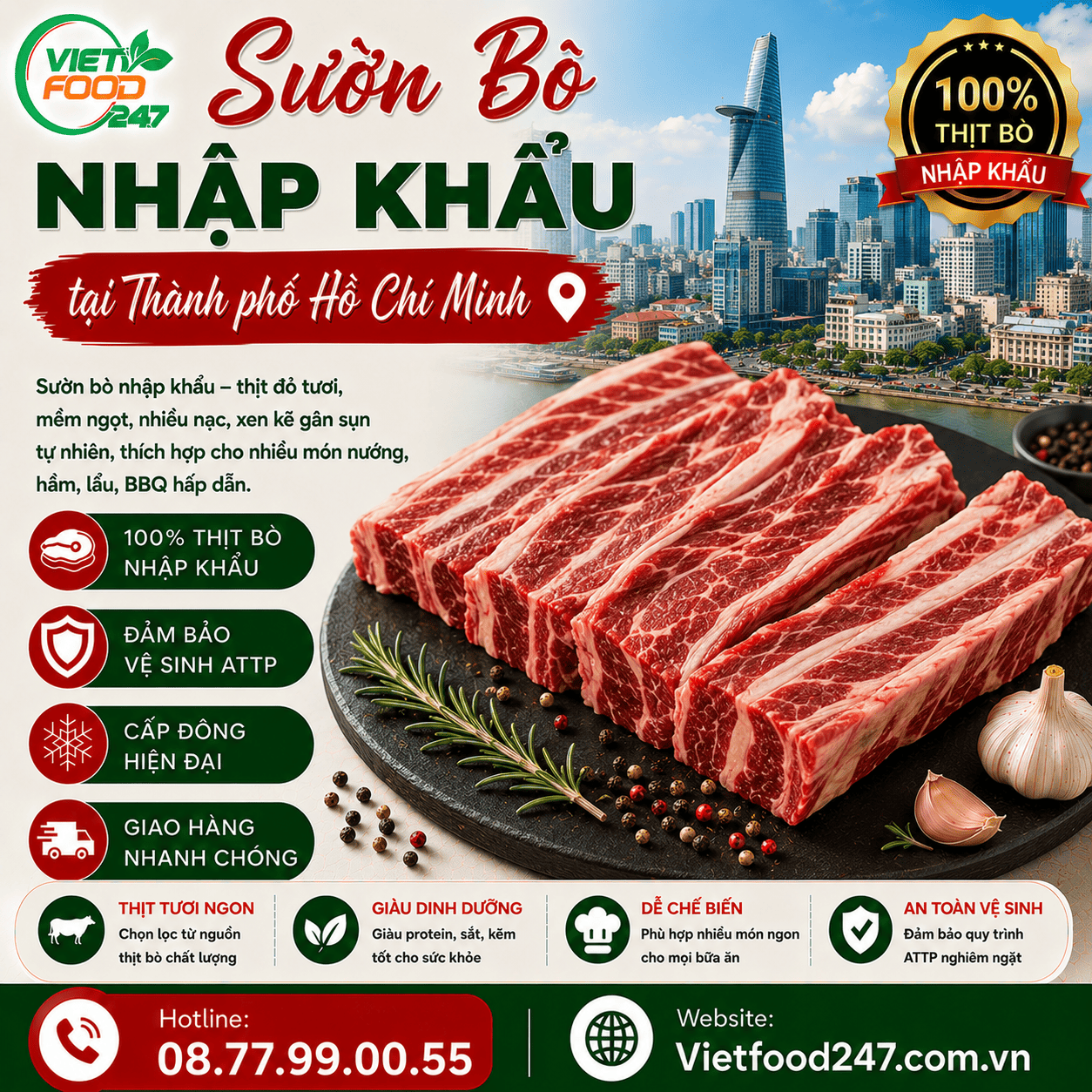 Địa Chỉ Bán Sườn Bò Nhập Khẩu tại Thành phố Hồ Chí Minh Uy Tín