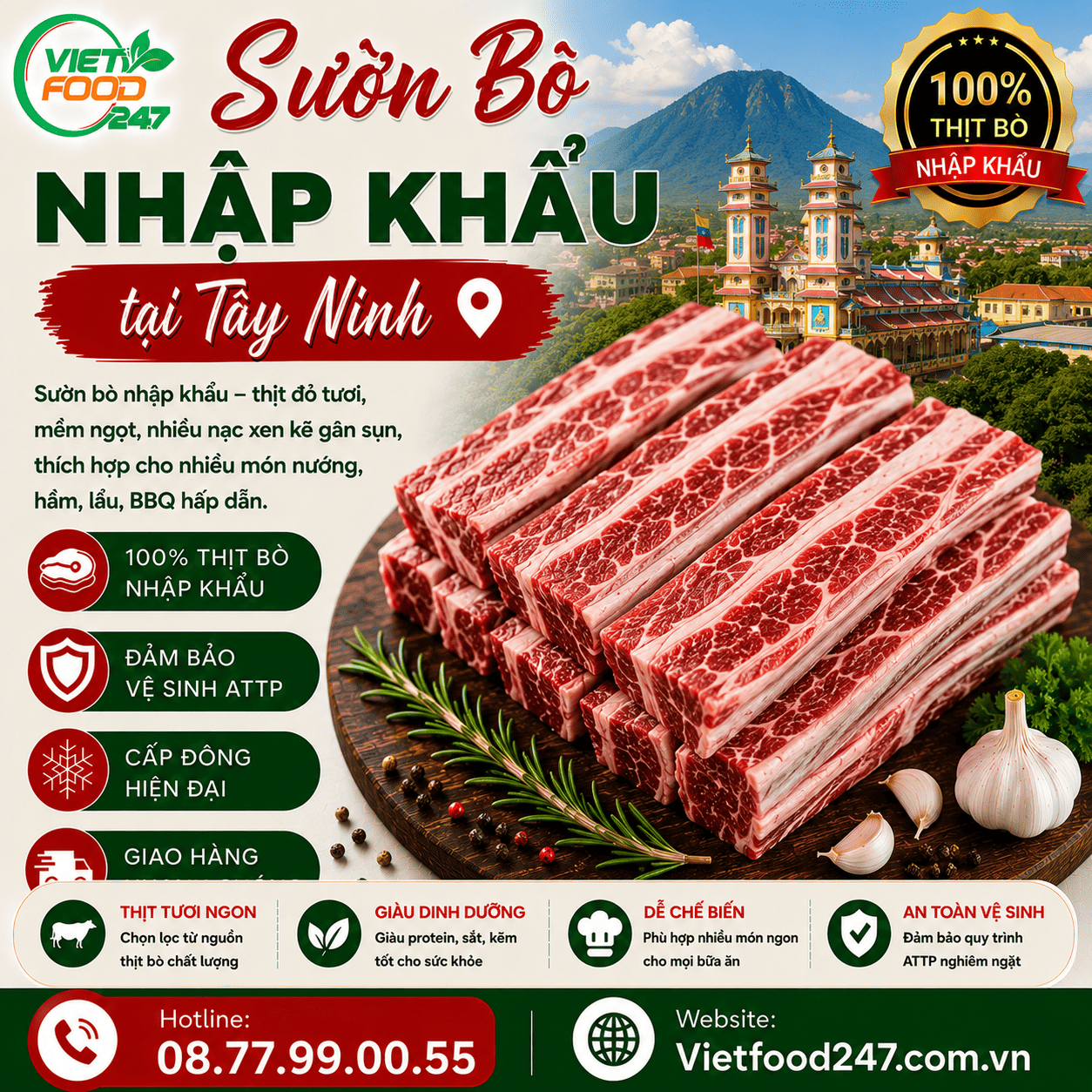 Phân Phối Sườn Bò Nhập Khẩu tại Tây Ninh Cho Nhà Hàng & Đại Lý