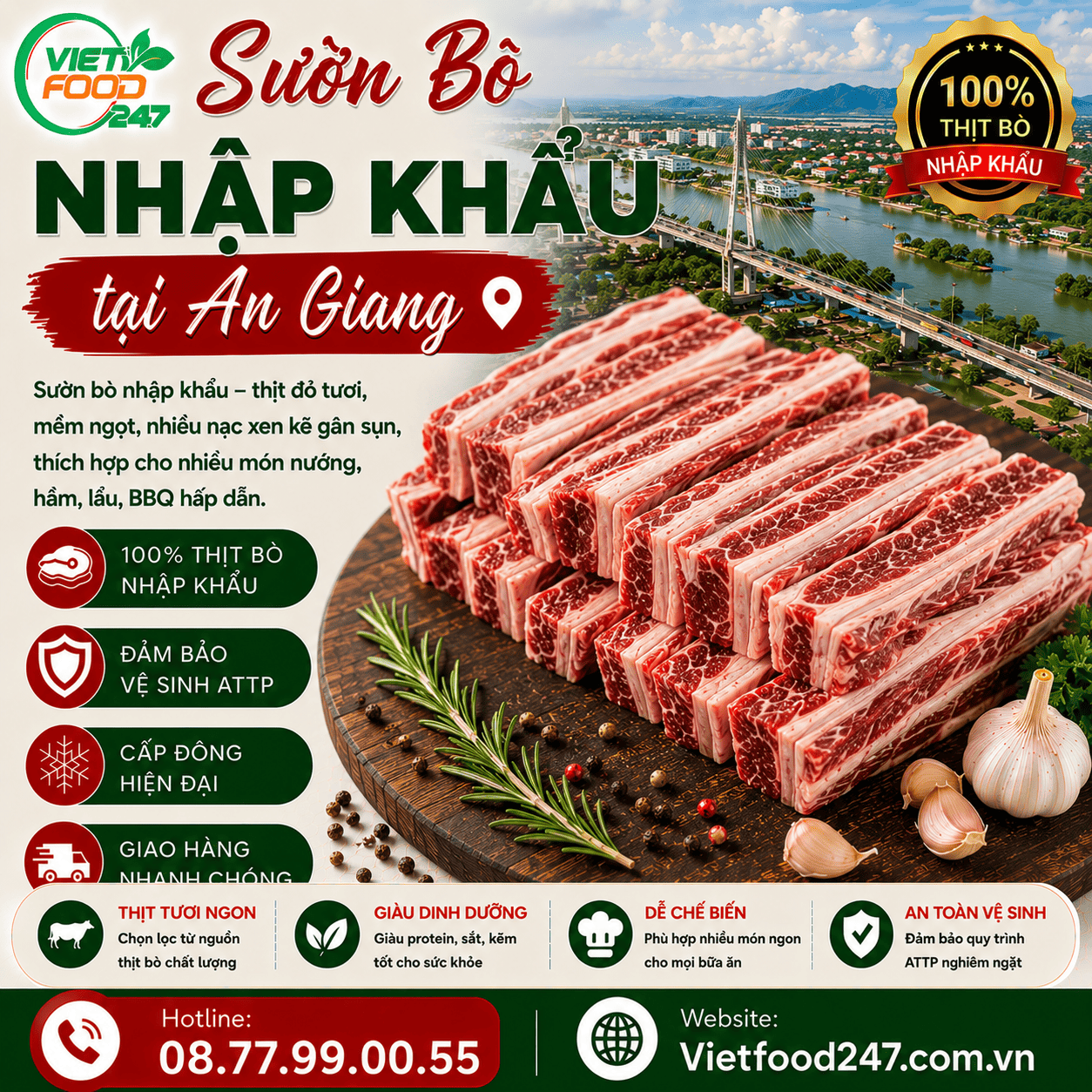 VIFOOD - Nhà Phân Phối Sườn Bò Nhập Khẩu Uy Tín Tại An Giang