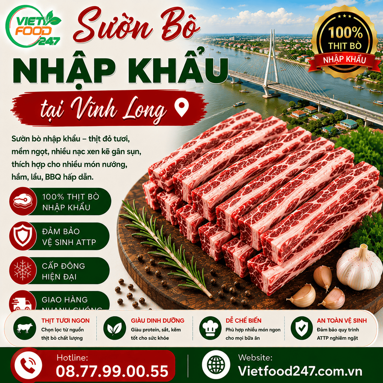 Báo Giá Sườn Bò Nhập Khẩu tại Vĩnh Long Mới Nhất 2026