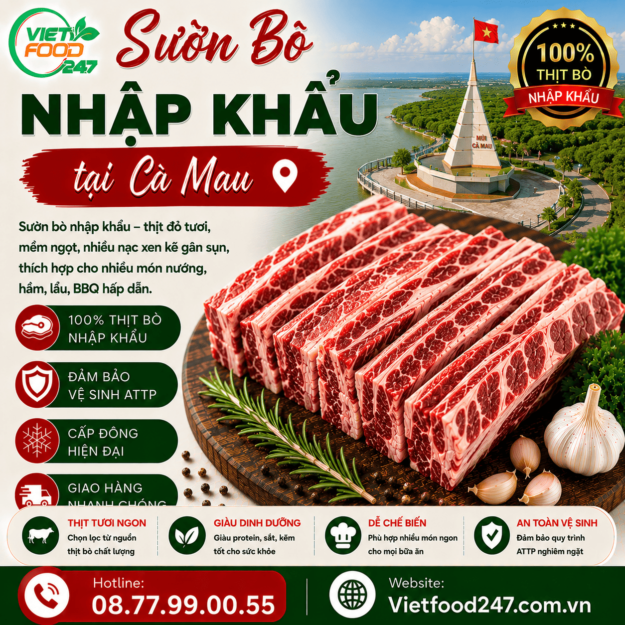 Địa Chỉ Bán Sườn Bò Nhập Khẩu tại Cà Mau Uy Tín, Giá Tận Kho