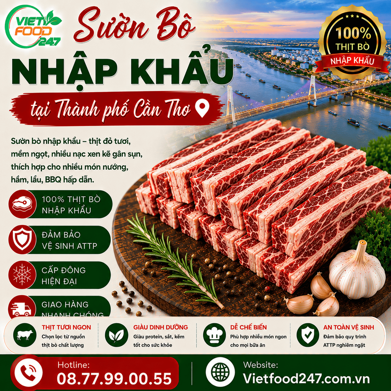 Sườn Bò Nhập Khẩu tại Thành phố Cần Thơ – Thịt Bò Cao Cấp Cho Mọi Gian Bếp