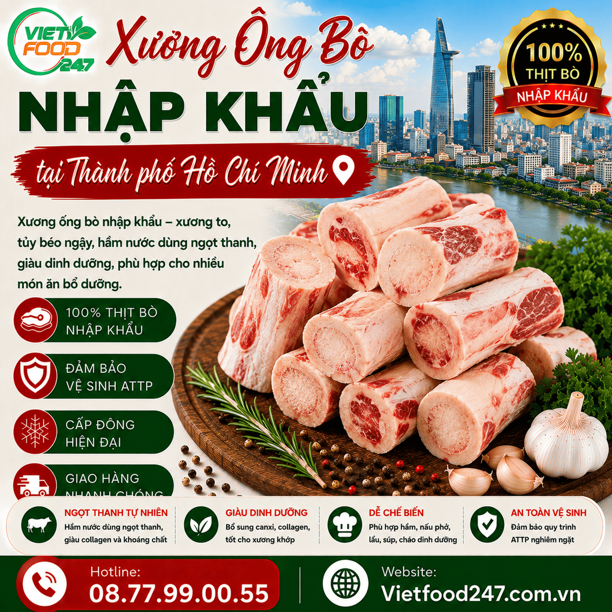 Mua Xương Ống Bò Nhập Khẩu tại Thành phố Hồ Chí Minh Giá Tốt