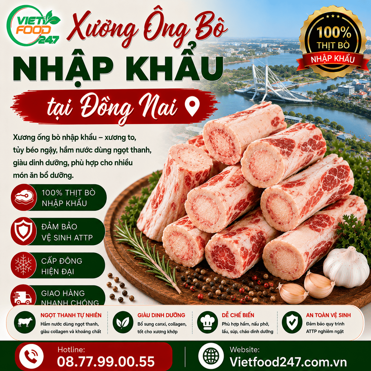 Phân Phối Xương Ống Bò Nhập Khẩu tại Đồng Nai Giá Sỉ