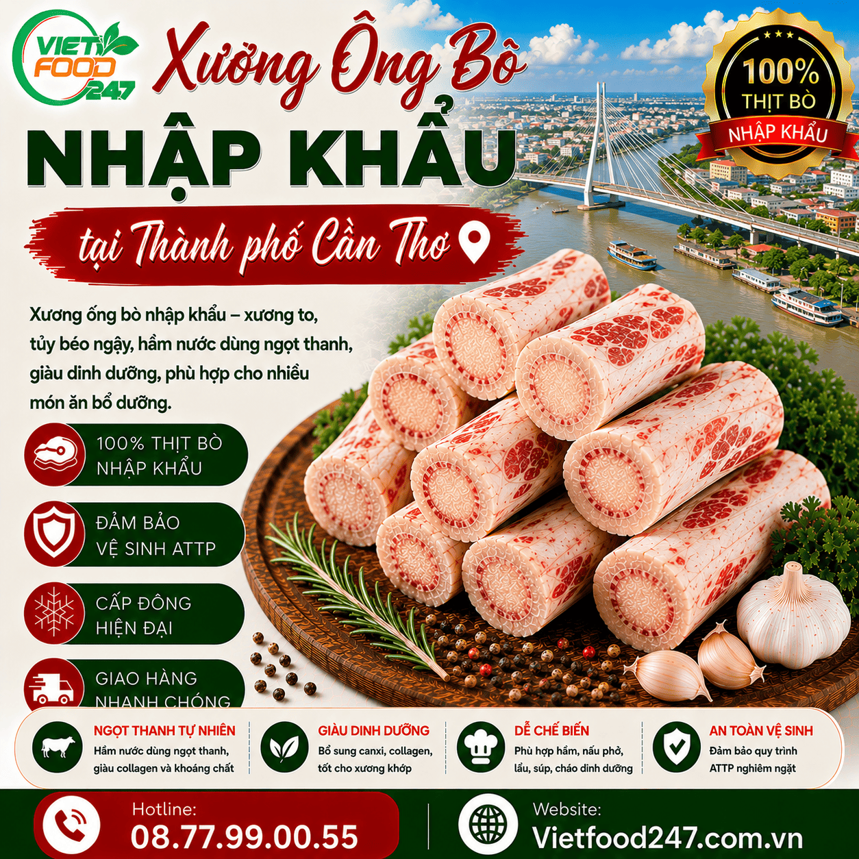 Mua Xương Ống Bò Nhập Khẩu tại Thành phố Cần Thơ Giá Tốt