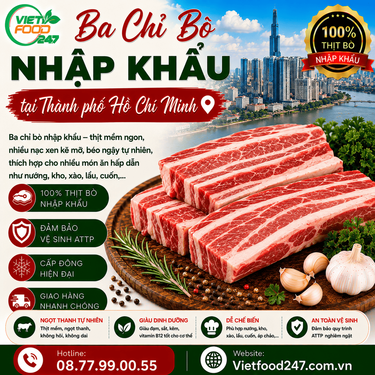 Báo Giá Ba Chỉ Bò Nhập Khẩu tại Thành phố Hồ Chí Minh Mới Nhất