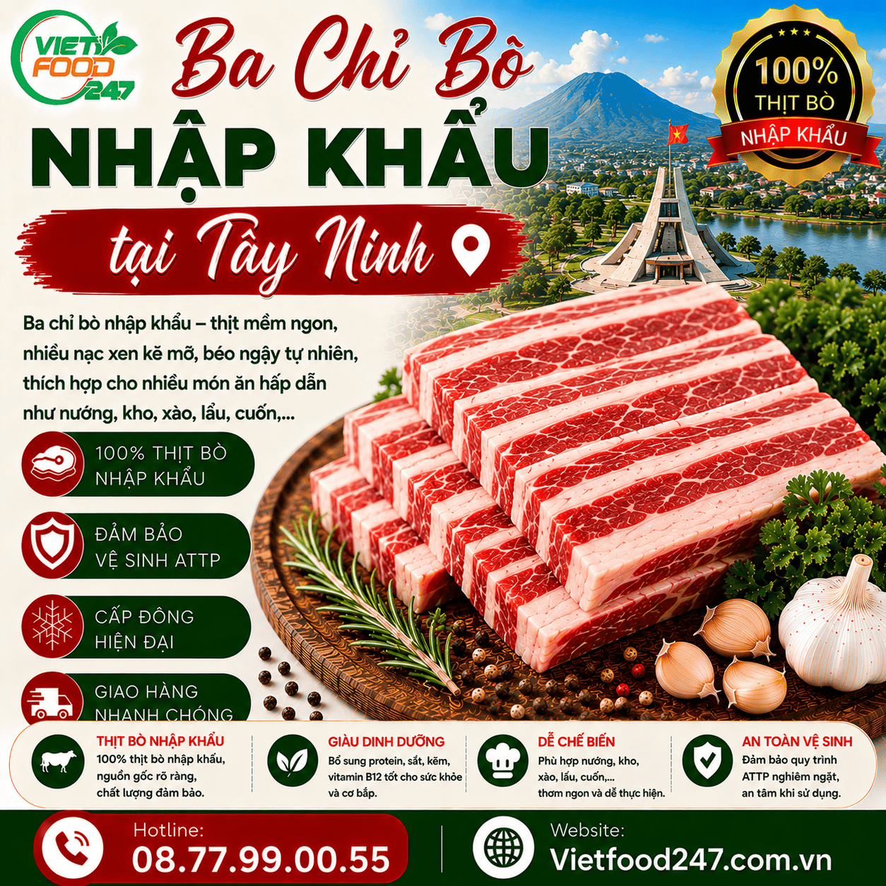 Báo Giá Ba Chỉ Bò Nhập Khẩu tại Tây Ninh Mới Nhất
