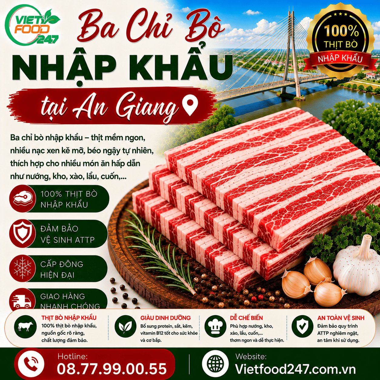 Báo Giá Ba Chỉ Bò Nhập Khẩu tại An Giang Hôm Nay